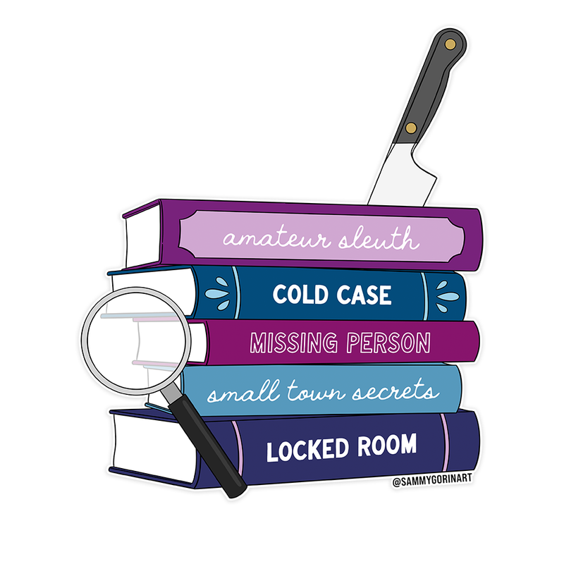 Mystery Thriller Tropes Book Stack Bookish Sticker