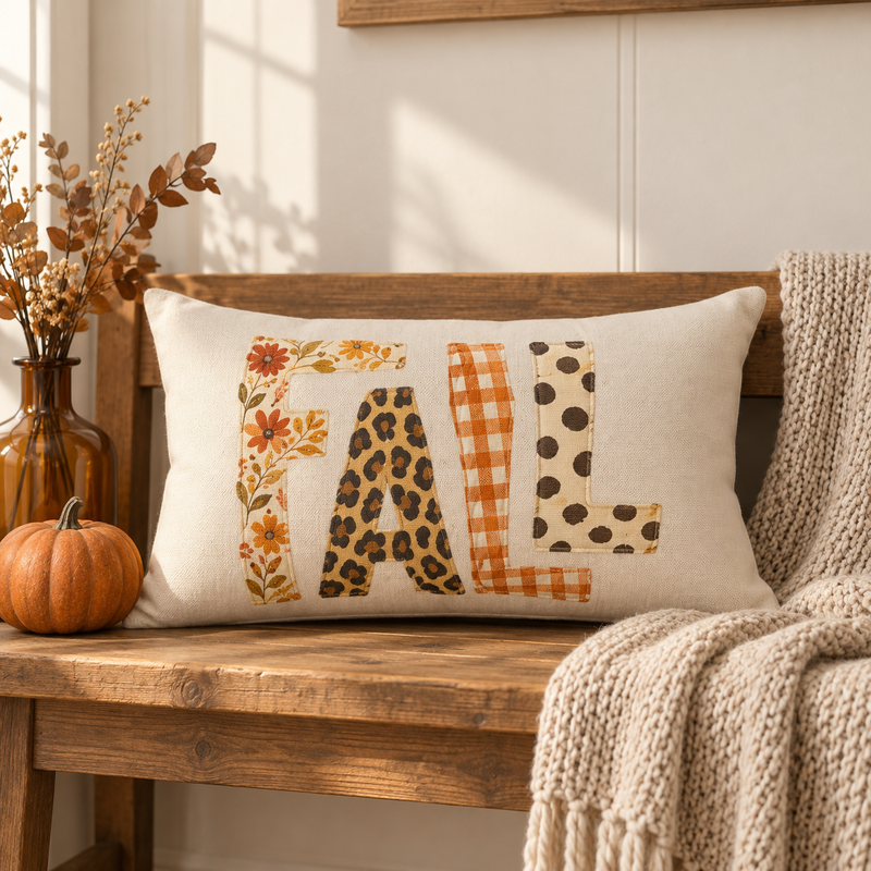 Fall Lumbar Pillow β Autumn Plaid & Leopard Accent Throw Pillow