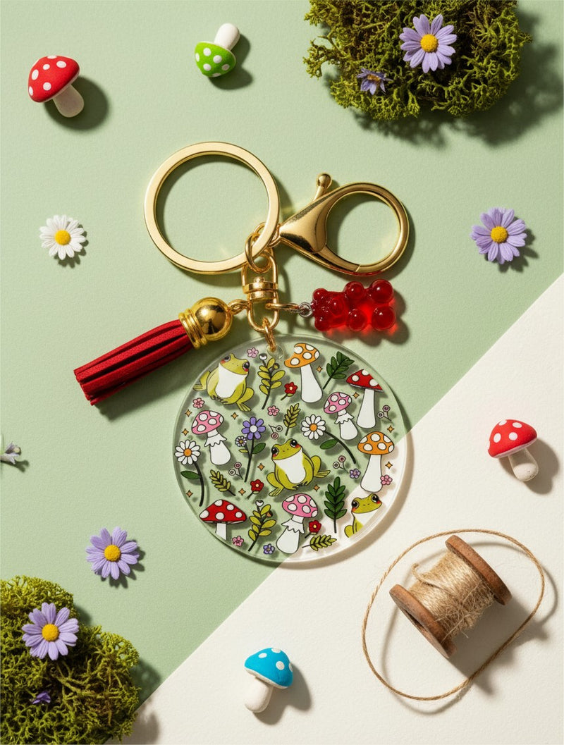Frog & Mushroom Keychain | Cottagecore Gift