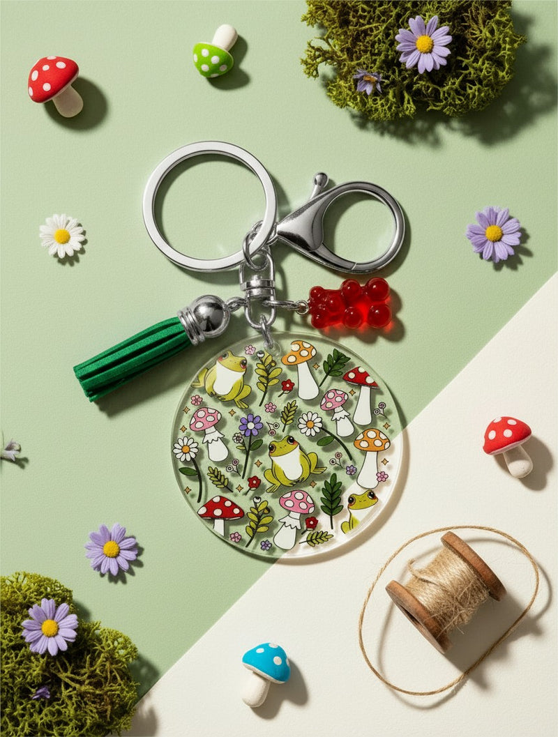 Frog & Mushroom Keychain | Cottagecore Gift