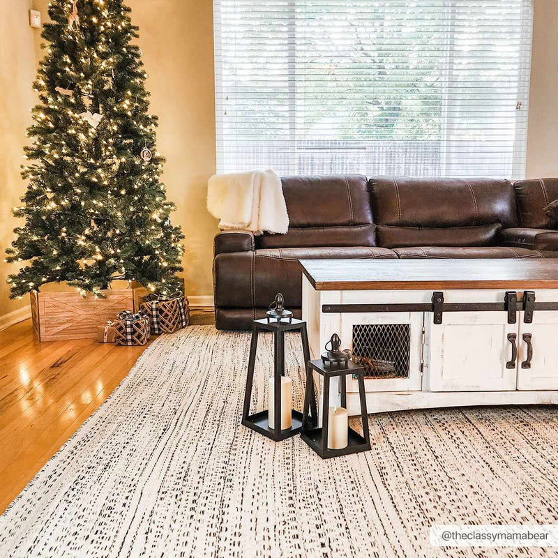 Hauteloom Williford wool area rug with intricate pattern in neutral tones, perfect for adding warmth to living spaces