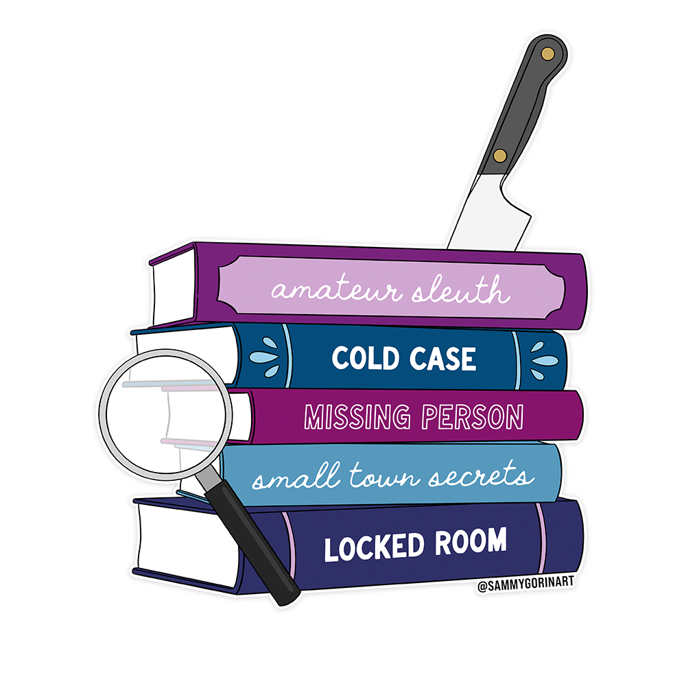 Mystery Thriller Tropes Book Stack Bookish Sticker