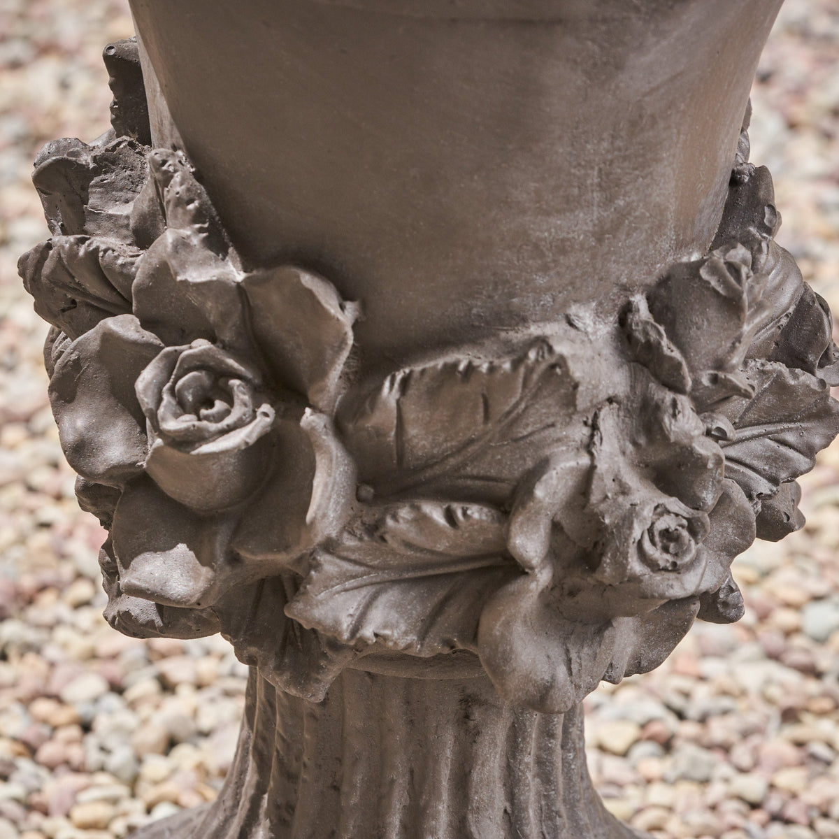 Gray MGO Garden Urn Planter by HouseOfZazla, weather-resistant outdoor planter perfect for garden or patio decor.