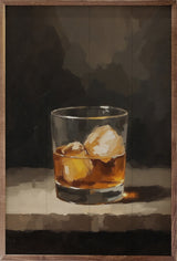 Walnut frame with a 10x16 Bourbon On The Rocks artwork by Kendrick Home, featuring warm wood tones and elegant design.
