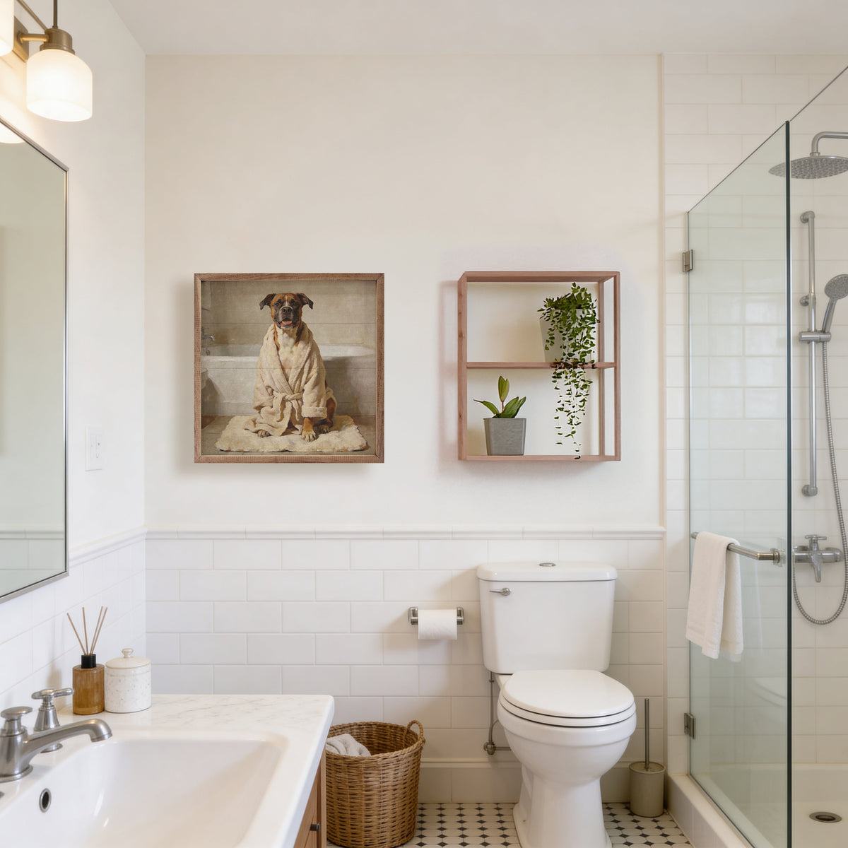Walnut frames Bath Time Boxer Robe by Kendrick Home displayed on a clean background with a cozy, plush fabric appearance.