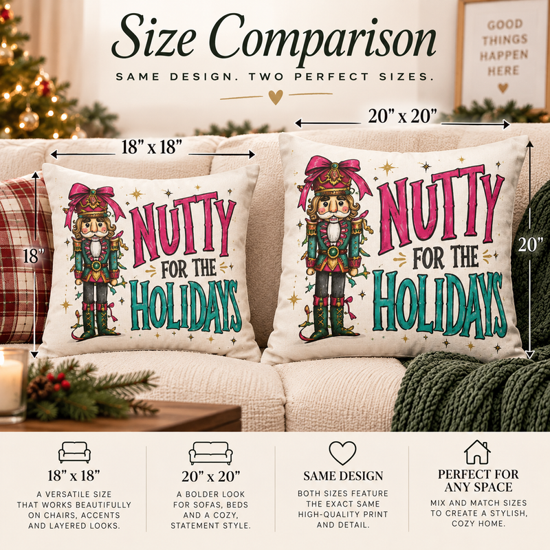 Nutty for the Holidays Nutcracker Pillow | Holiday Decorative Pillow