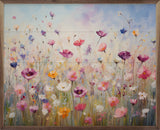 Walnut frame featuring a whimsical wildflower art print by Gina Kelly, 20x16 inches, from Kendrick Home.