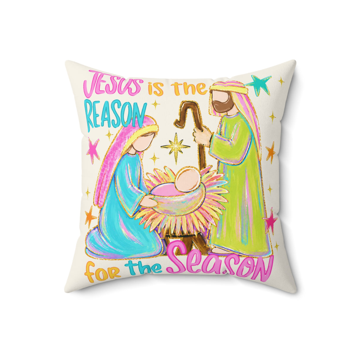 Jesus Is the Reason for the Season Pillow | Nativity Christmas Throw Pillow
