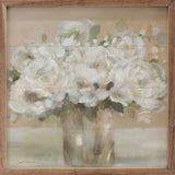 Walnut frame featuring Tender White Blooms 2 artwork by Carol Robinson, displayed in a 24x24 inch size.