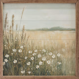 Walnut frame displaying Daisy Dream Petals Prints design art print in 24x24 size by Kendrick Home.
