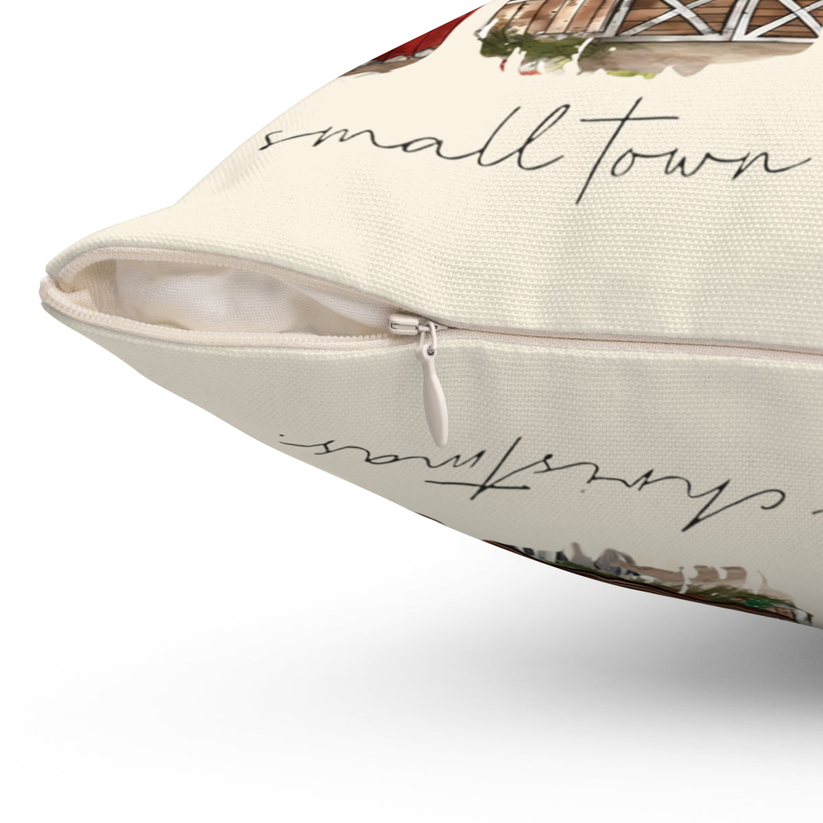 Barn and Cowboy Boots Pillow | Farmhouse Christmas Throw Pillow