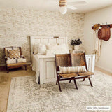 Hauteloom Rachel area rug with farmhouse pattern in neutral tones, soft textured rug for living room or bedroom decor