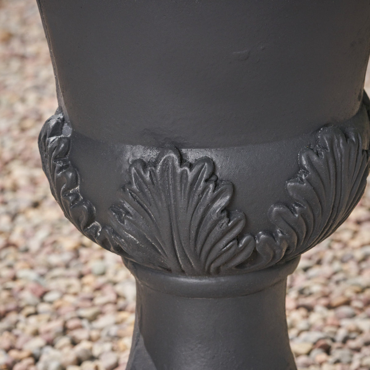 HouseOfZazla Delphine Urn Planter with intricate design, suitable for indoor or outdoor garden decoration.