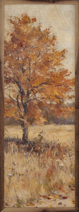 Walnut framed October Field Tree artwork by Kendrick Home, featuring colorful autumn leaves and detailed tree branches.