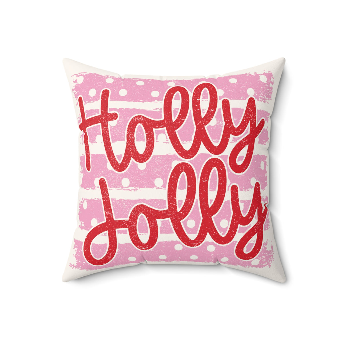 Holly Jolly pillow | Holiday throw pillow, festive pink script