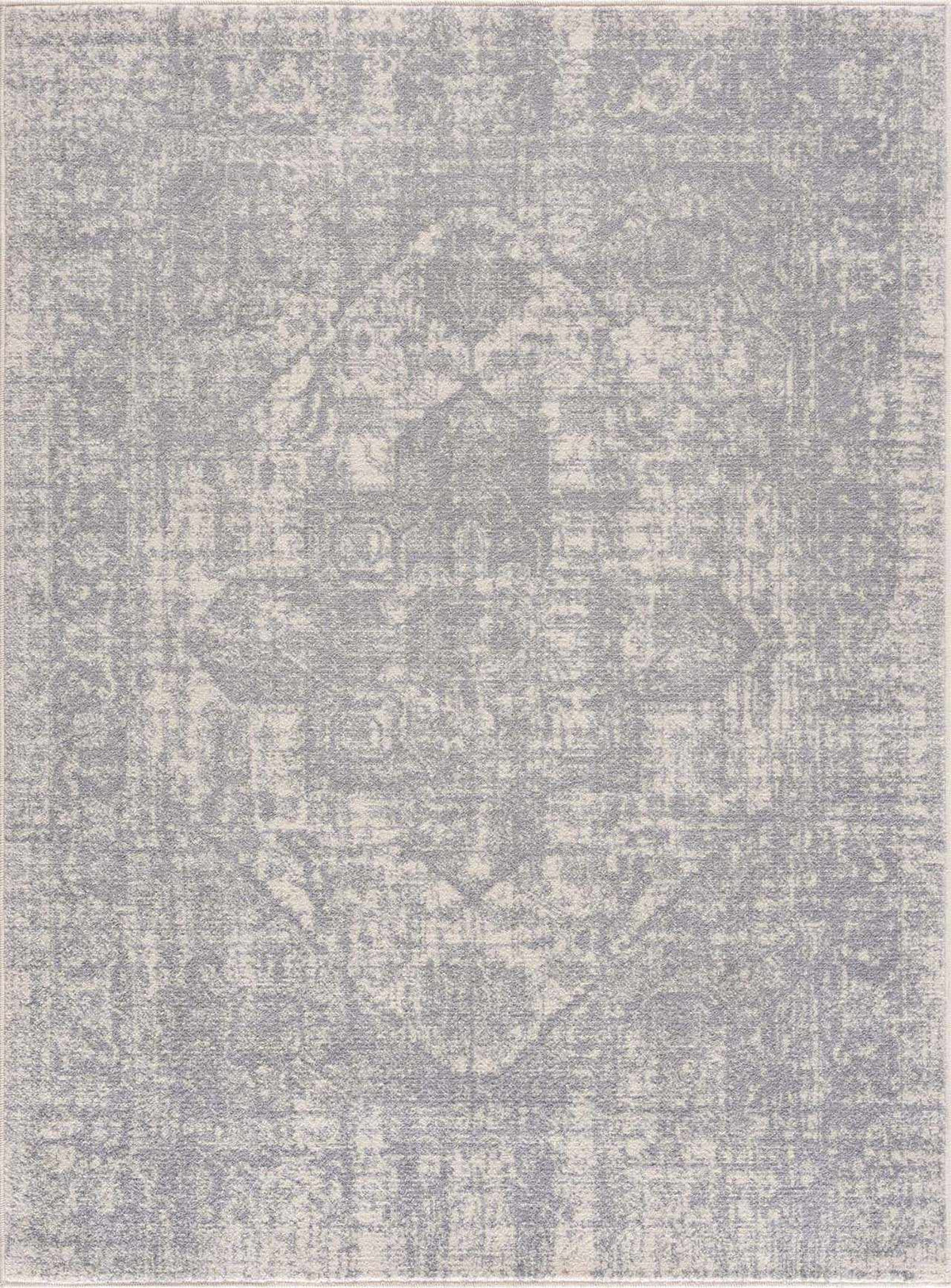 Hauteloom Peeta Gray Medallion Area Rug with intricate pattern, soft texture, and elegant design for living room decor.