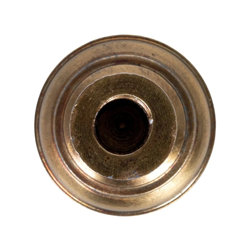 Antique brass finish cast aluminum taper candle holder for 1/2 inch candles, available in three sizes.