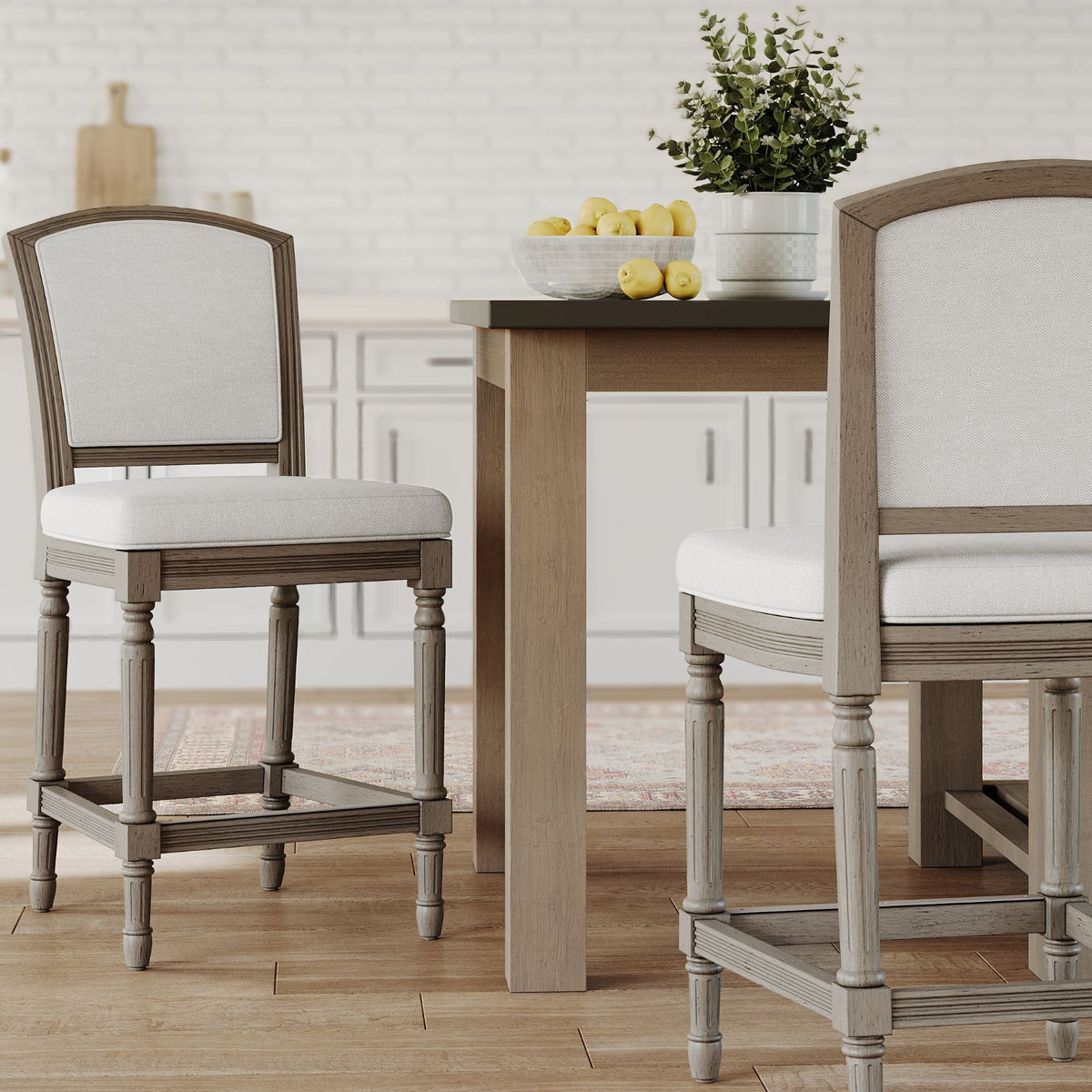 Carolina Barstool Wilmington stool in natural gray, featuring a wooden seat and metal legs, in a stylish counter-height furniture setting.
