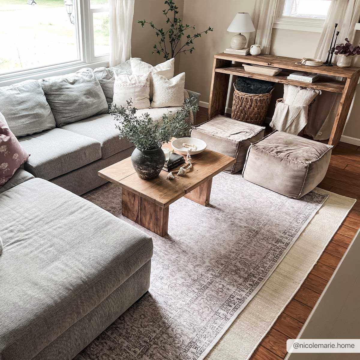 Cream Hauteloom Holi-2301 washable area rug in 6.7x9 feet, featuring a soft, plush texture and modern design.