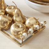 Gold decorative apples perfect for fall and holiday table decor, featuring shiny finish and elegant design by Shop Holly J Home.