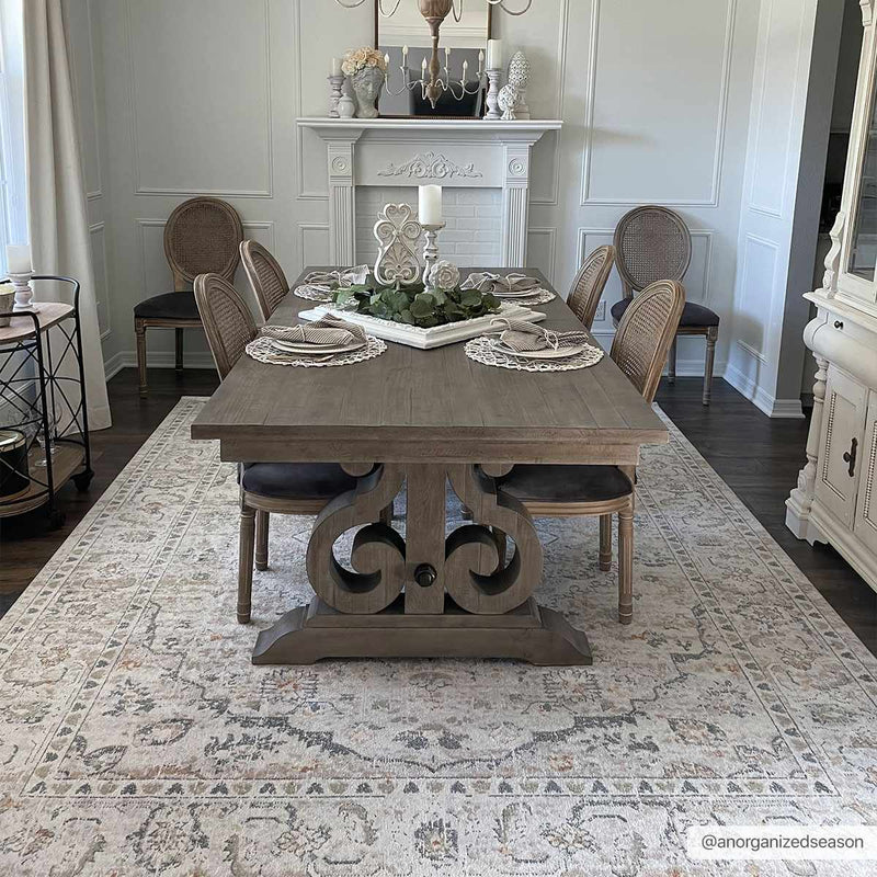 Cream washable area rug from Hauteloom, 8x10 size, featuring a soft, plush texture and modern design perfect for living spaces.