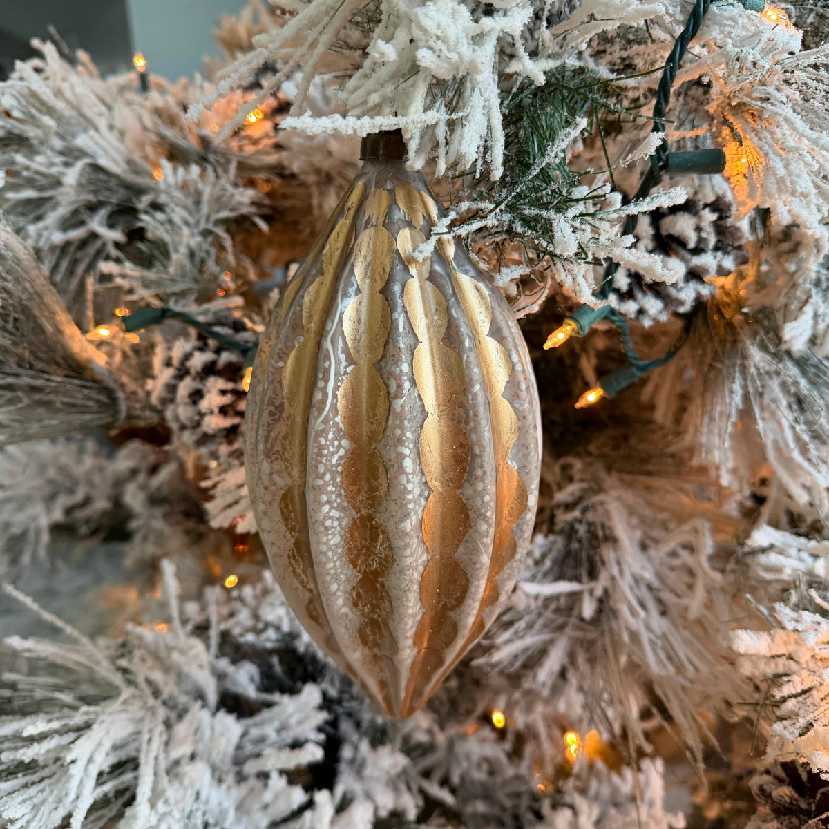 Silver and gold drop Christmas ornament, 9-inch holiday tree decor, elegant festive decoration by Shop Holly J Home