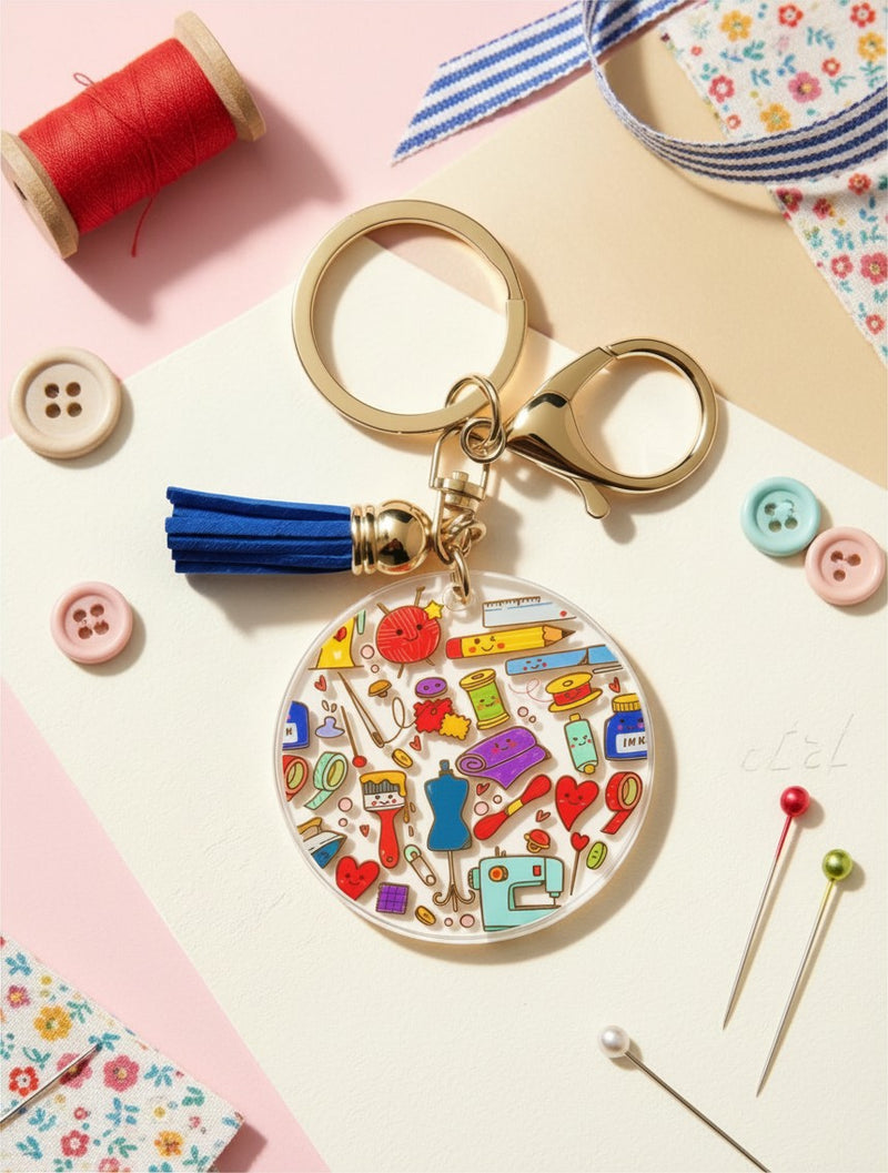 Sewing & Craft Acrylic Keychain | Gift for Crafters