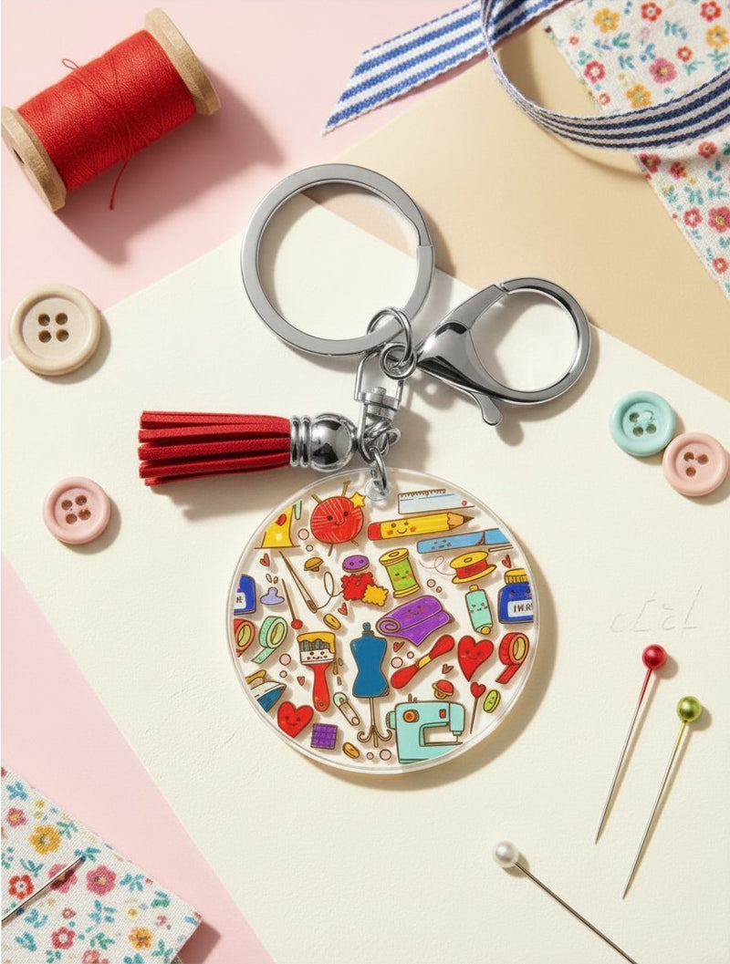 Sewing & Craft Acrylic Keychain | Gift for Crafters