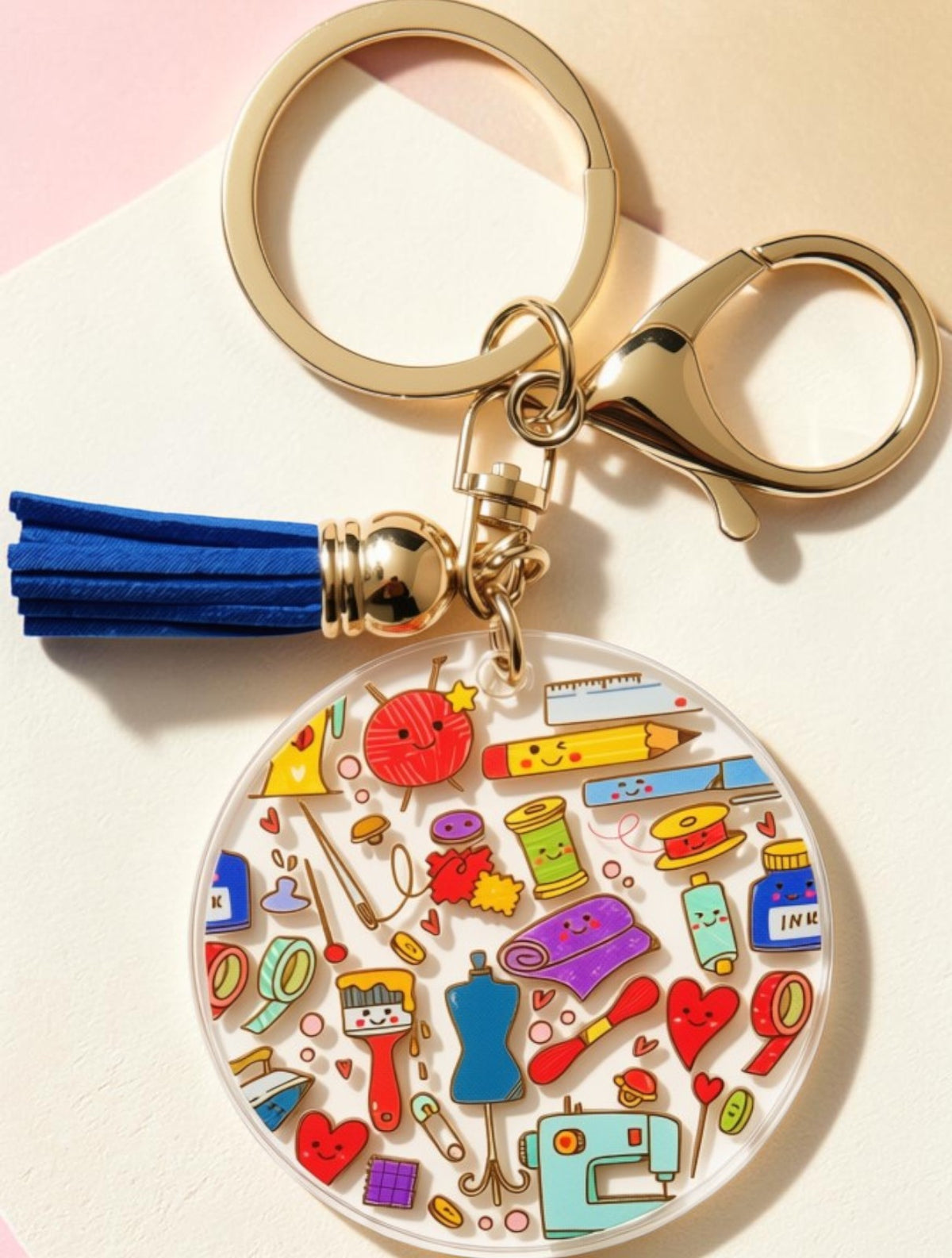 Sewing & Craft Acrylic Keychain | Gift for Crafters