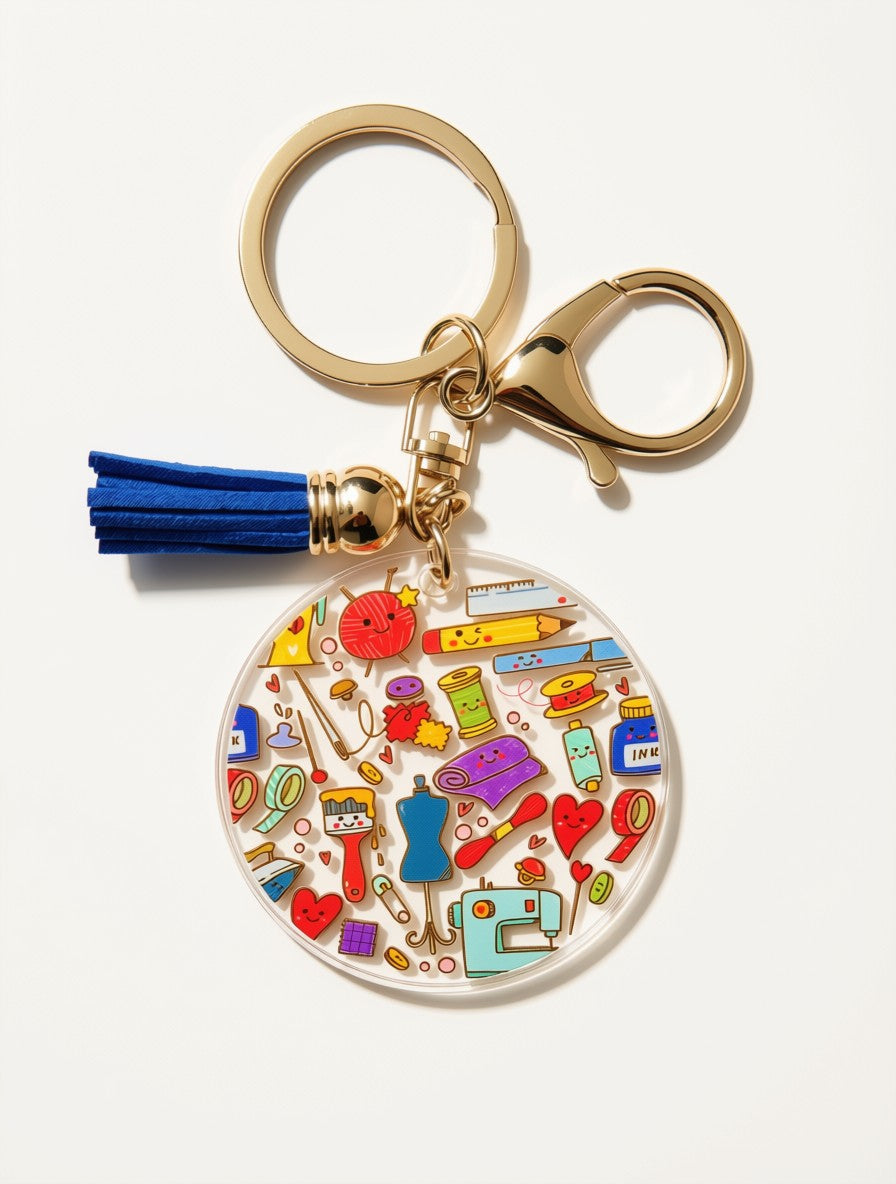 Sewing & Craft Acrylic Keychain | Gift for Crafters
