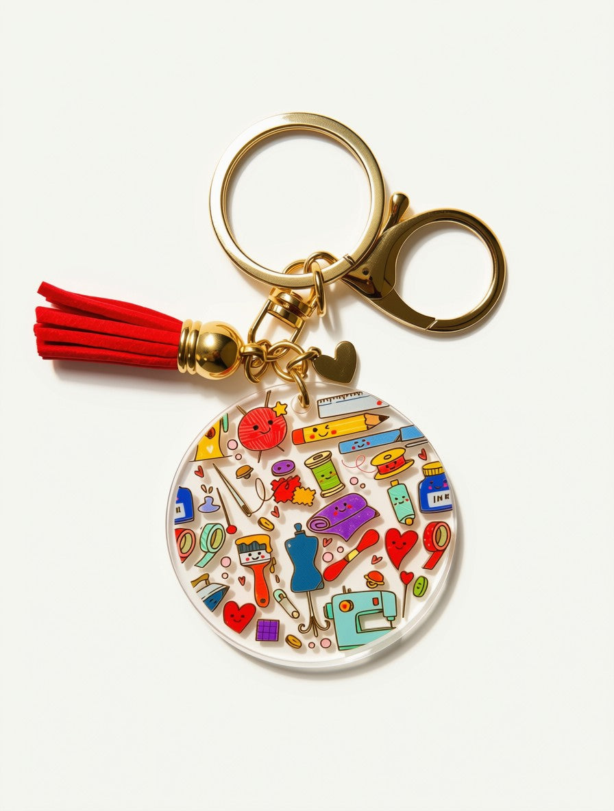 Sewing & Craft Acrylic Keychain | Gift for Crafters
