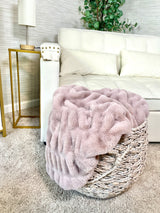 Cloud9 blush faux fur blanket in 30x40 inch lap size, soft plush texture perfect for cozying up.