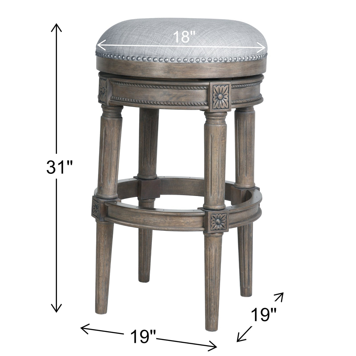 Backless Charlotte Grey Barstool by Carolina Barstool, featuring sleek design and sturdy legs, ideal for modern home or bar area.