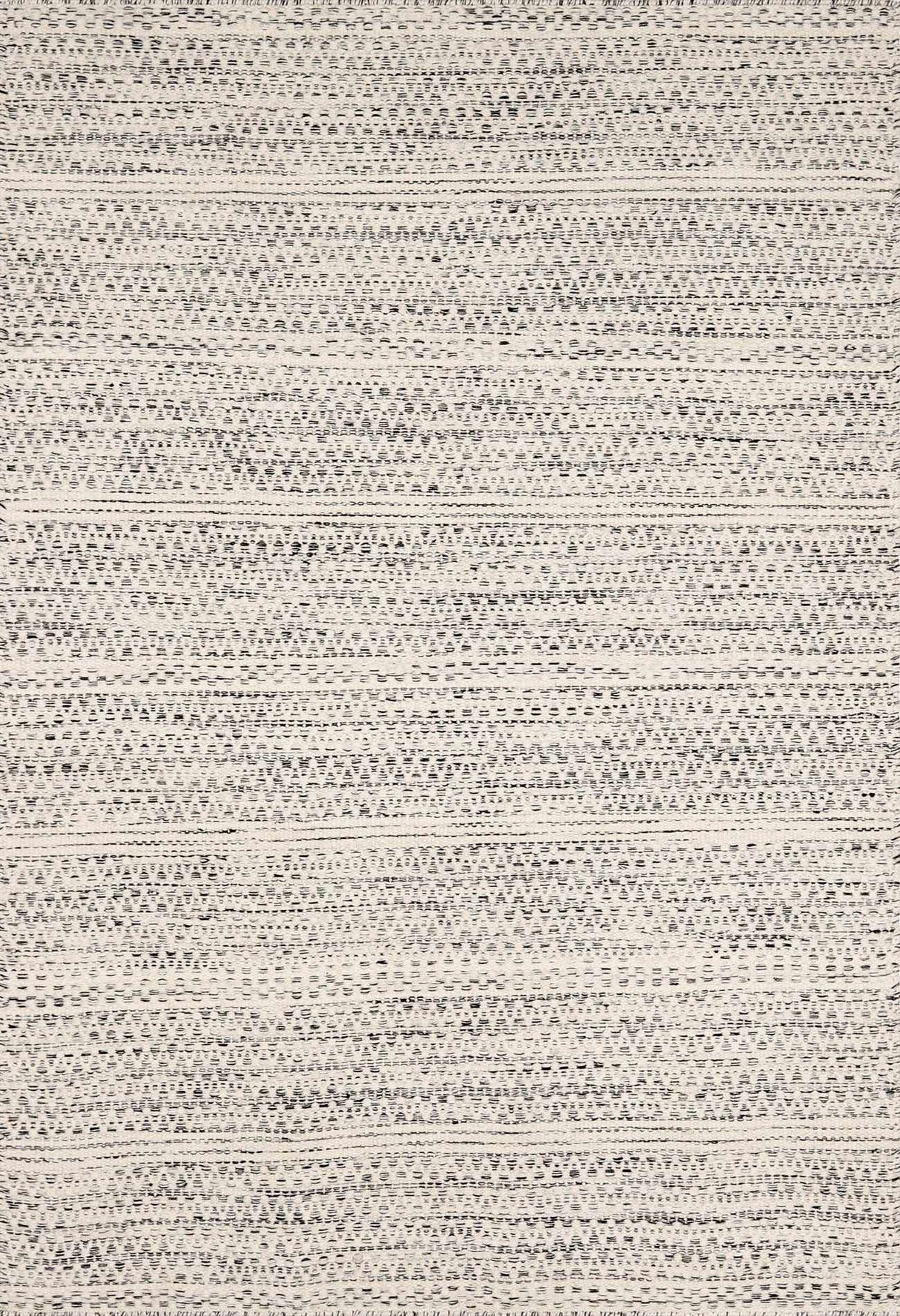 Williford Wool Area Rug by Hauteloom featuring a geometric design in neutral tones on a hardwood floor.