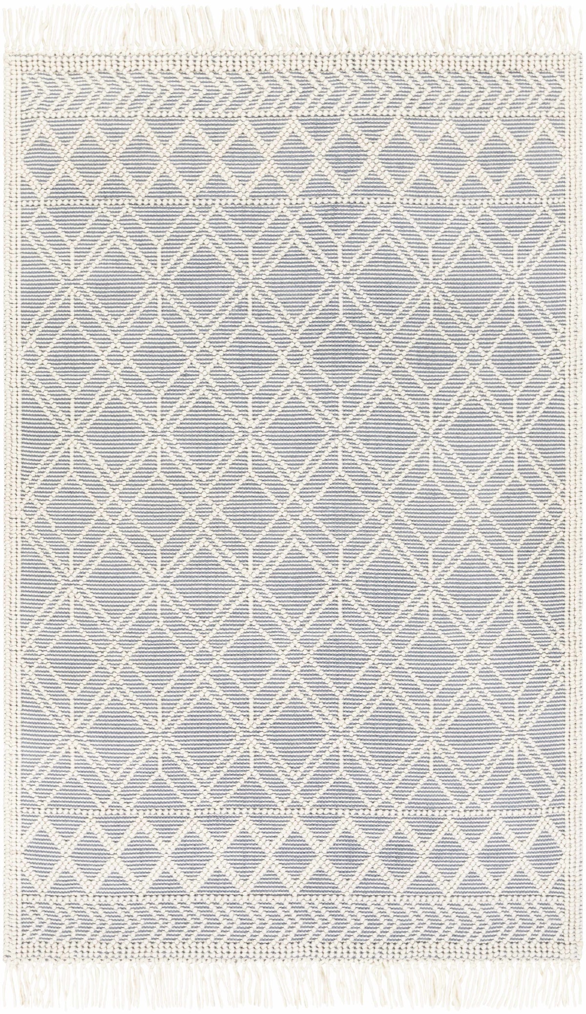Hauteloom Ramsbury Ivory and Blue Area Rug with intricate pattern, soft texture, and decorative design for living room or bedroom decor.