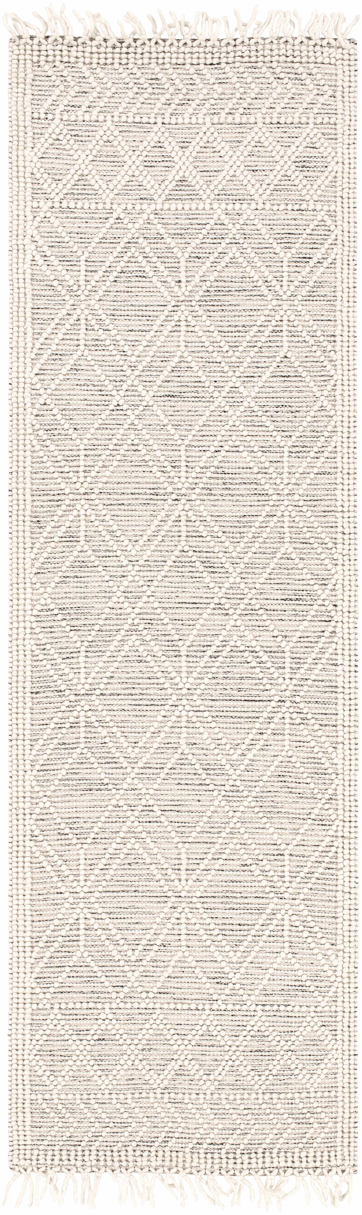 Hauteloom Ramsbury area rug with intricate pattern in neutral tones, soft fabric, and plush texture for living room decor.