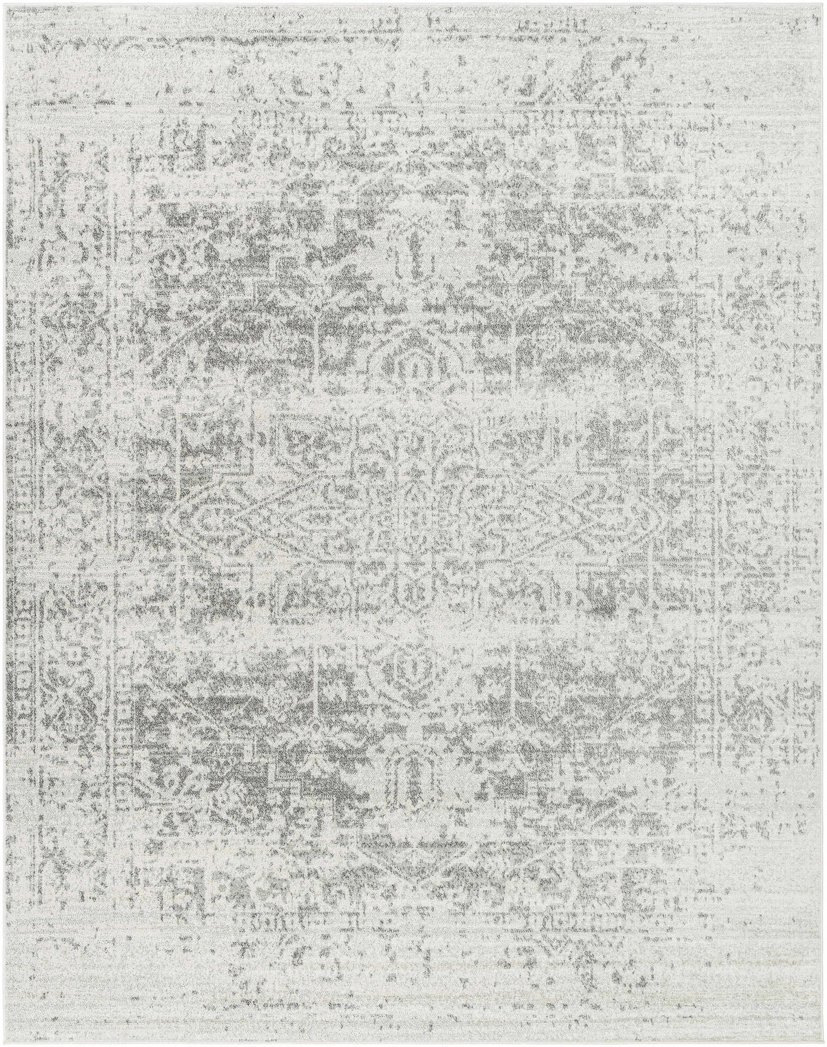 Hauteloom Rachel area rug with intricate patterns in neutral tones, showcasing soft woven texture and modern design.