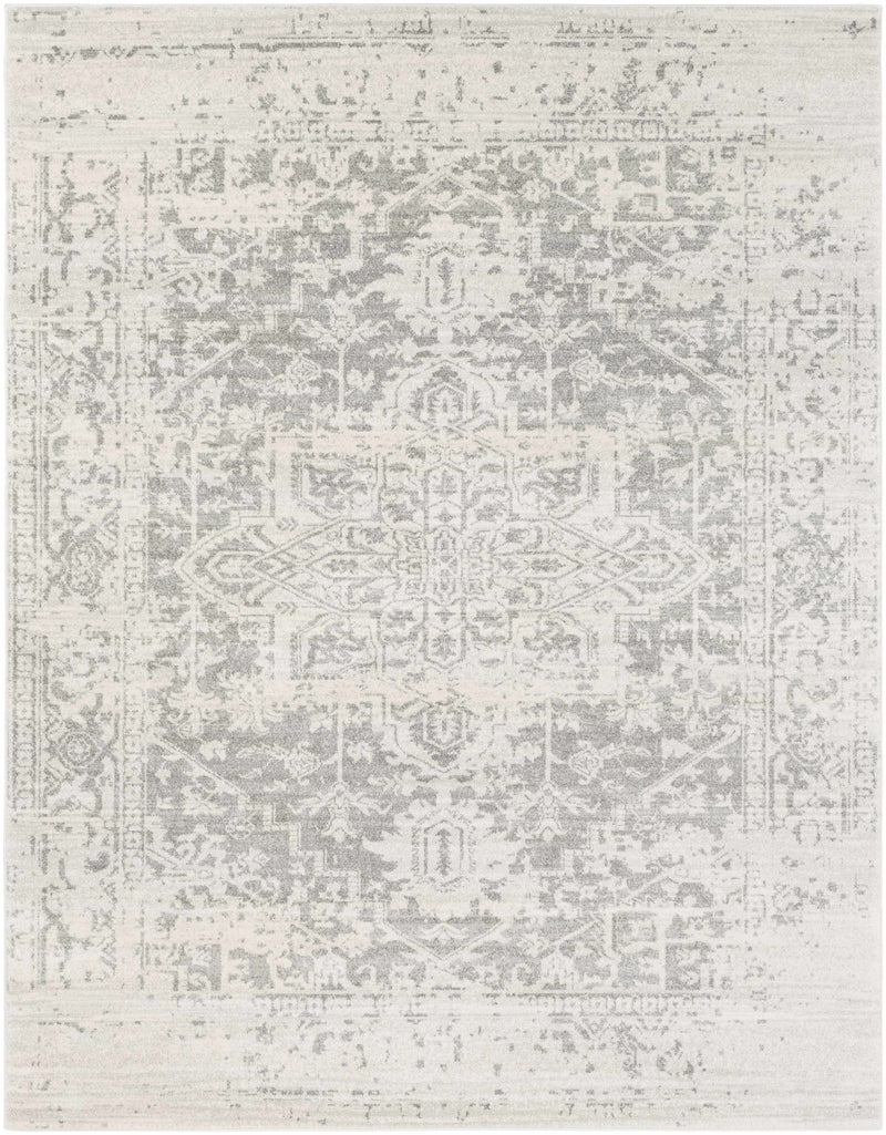 Hauteloom Rachel area rug with intricate geometric pattern in neutral tones, perfect for modern living room or bedroom decor.