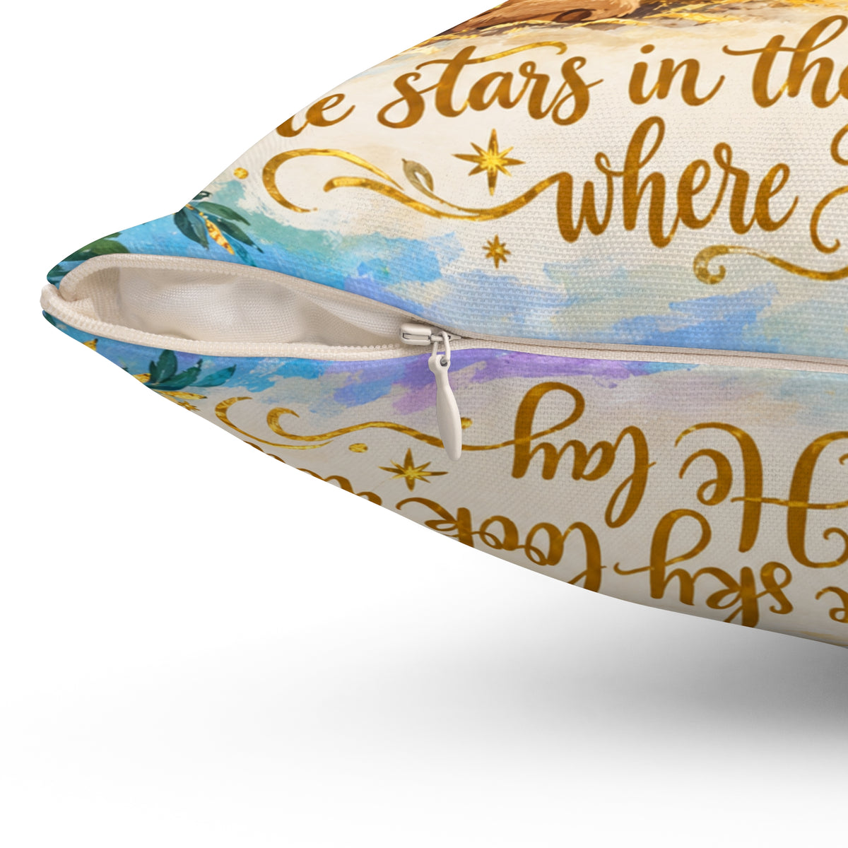 Christmas Nativity Scene pillow by BlackbirdOak, 18x18 inch square home decor pillow with spun polyester fabric featuring a festive nativity design.