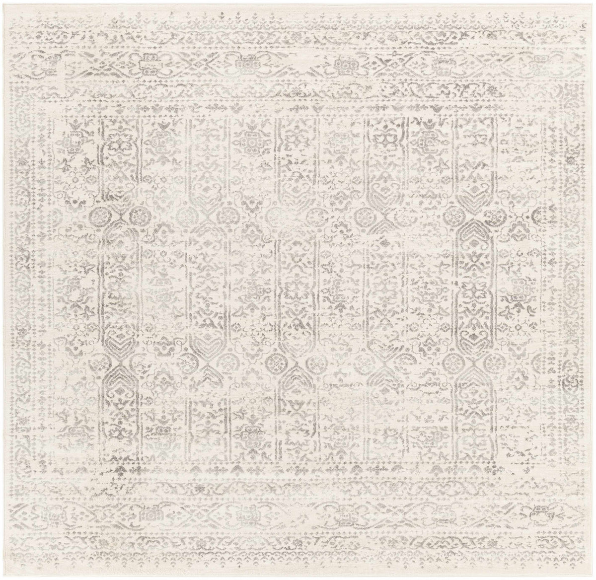 Hauteloom Michie area rug with geometric pattern in neutral tones, showcasing soft texture and modern design for living room decor.