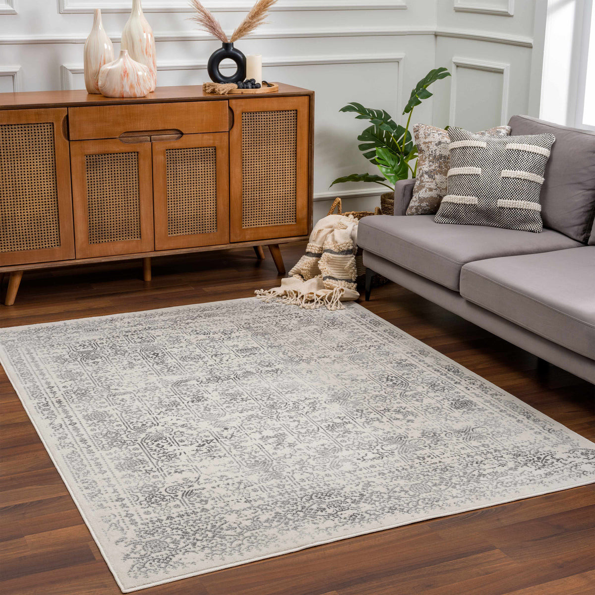 Hauteloom Michie area rug in a cozy living room with neutral tones and modern decor, showcasing soft textile and stylish design.