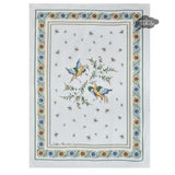 French kitchen towel by I Dream of France, printed cotton with Moustiers green and cream design, featuring Provence-inspired patterns.